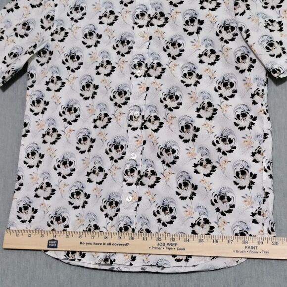 Club Monaco Mens Small Slim Fit 100% Cotton Short Sleeve Button Down Floral‎ - Picture 8 of 12